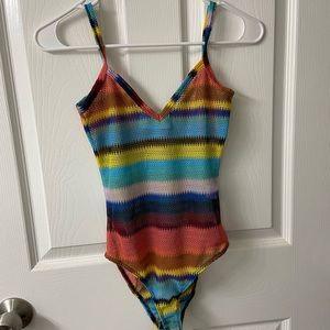 Blush rainbow mesh bodysuit